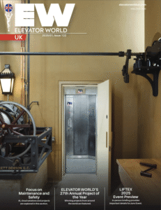 Cover of the Elevator World editition that features the article by Colin Craney from SVM Assoicates on the safety standards in the Lift Industry